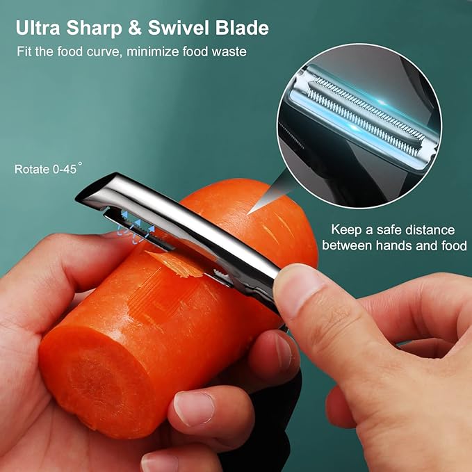 SUCCFLY Potato Peeler Stainless Steel, Premium Vegetable Peelers for Kitchen, Fruit & Veggie Peeler, Carrot Cucumber Apple Peeler，Ultra Sharp Serrated Blade，Ergonomic Non-Slip Handle (5-year warranty)