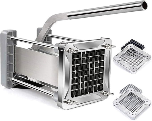 French Fry Cutter, Sopito Professional Potato Cutter Stainless Steel with 1/2-Inch and 1/4-Inch Blade Great for Potatoes Carrots Cucumbers