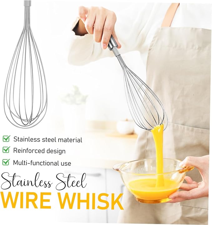 Stainless Steel Balloon Whisk Whisk for Mixing Beating Stirring Lightweight Comfortable Kitchen Utensil for Cooking Baking Easy to Clean Non Slip Design