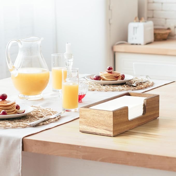 Paper Towel Dispenser Countertop, Acacia Wood Folded Paper Hand Towel Holder for Guest Bathroom, Commercial Tabletop Tissue Dispenser Tray for Multifold C-Fold, Z-Fold, Trifold