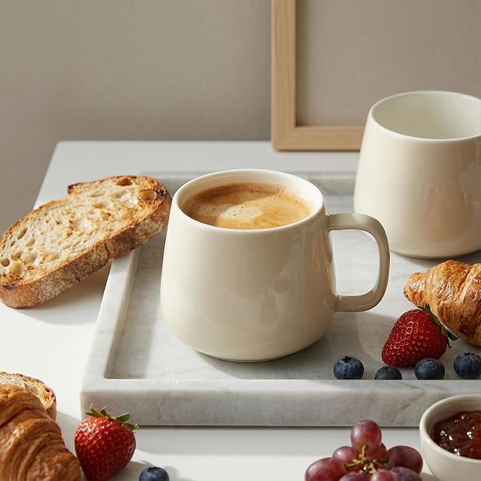 Teocera Coffee Mugs Set of 4-12oz Chip-Resistant Ceramic Cups with Ergonomic Handle | Dishwasher & Microwave Safe Cream Mugs | Keeps Beverage Hot, Perfect for Family Kitchen & Holiday Gifts
