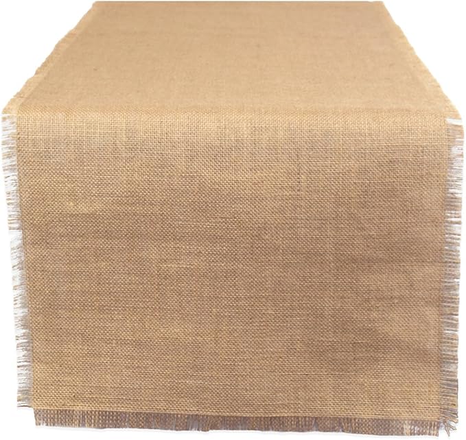 DII Jute Burlap Collection Kitchen Tabletop, Table Runner, 15x48, Solid Natural