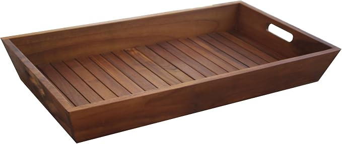AquaTeak The Original Large Solid Teak Amenities Serving Tray