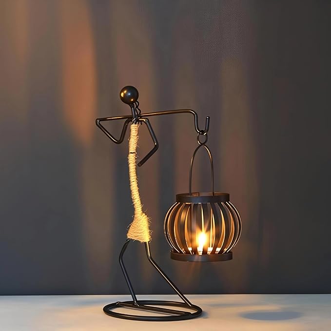 Candle Holder Decor for Centerpieces, Tea Light Candle Holder for Home, Bar, Restaurant, Hotel Dinning Table Decor, Handmade Iron Craft (Style F)