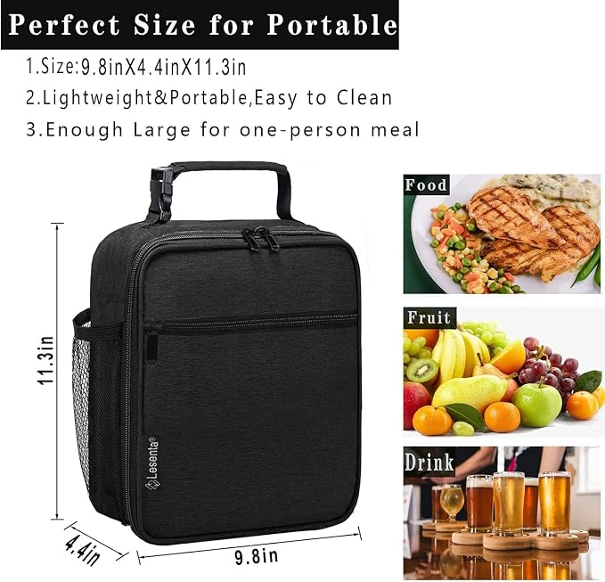 Lunch Box for Men Women Adult-Small Insulated Lunch Bag for Office Hiking - Portable Reusable Lunch Box