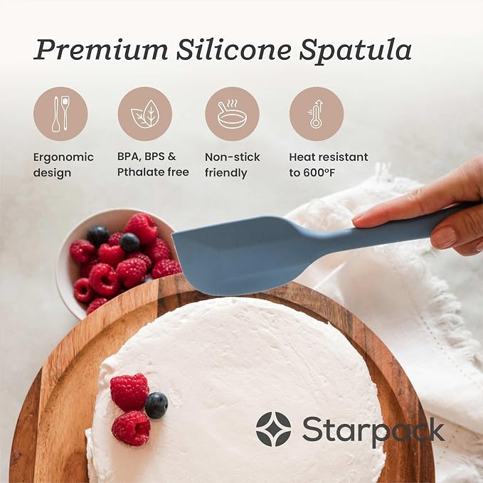 Starpack 'Scrape & Stir' Silicone Spatula (8.5 Inches) - Heat Resistant Spatula Set 600°F - Food Grade Kitchen Spatulas - Nonstick Baking and Cooking Spatula - LFGB Grade Rubber Spatula Set