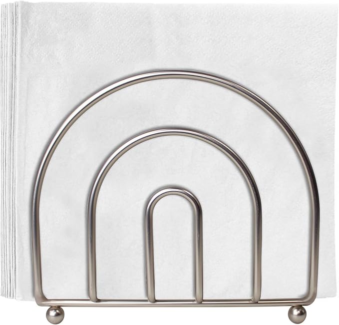 Blue Donuts Satin Nickel Arc Collection Napkin Holder – Napkin Holders for Tables, Modern Napkins Holder, Dining Table Napkin Holders for Kitchen,