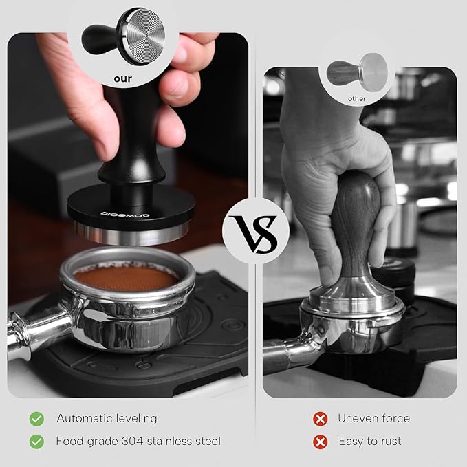 58mm Espresso Tamper – Spring Loaded Coffee Tamper Tool with 30lbs Pressure, Stainless Steel Flat Base for 58mm Portafilter Basket, Barista Accessories