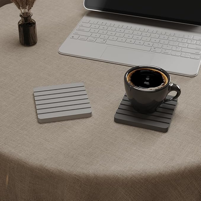 Water Absorbent Diatomite Set of 2 Coaster Coasters Rectangle Grooved Design Water Absorbing Coaster Non-silp Desk Durable Cup Mats Table Ornament Decorations for Home Festival