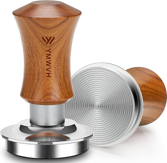 Espresso Tamper 51mm, YMWVH Premium Barista Coffee Tamper, 2 Spring Loaded Tampers with Stainless Steel Ripple Base, Constant 30lb Self Leveling Tampers without Tilting