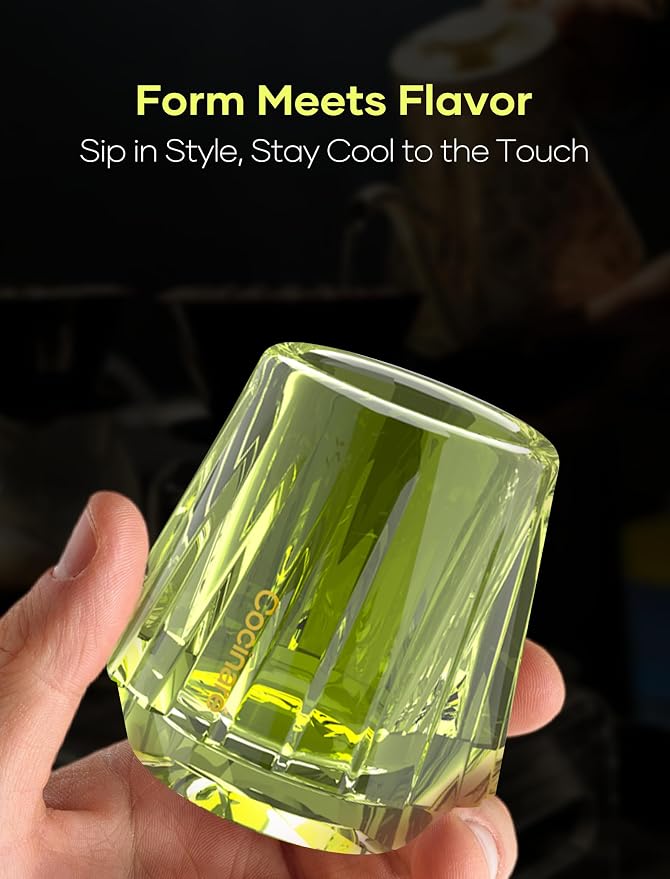 Cocinare KissCup Crystal Espresso Cup – 1.5oz Demitasse Cup for Espresso, Pour-over coffee & Tea, Lime Green, Art Crystal