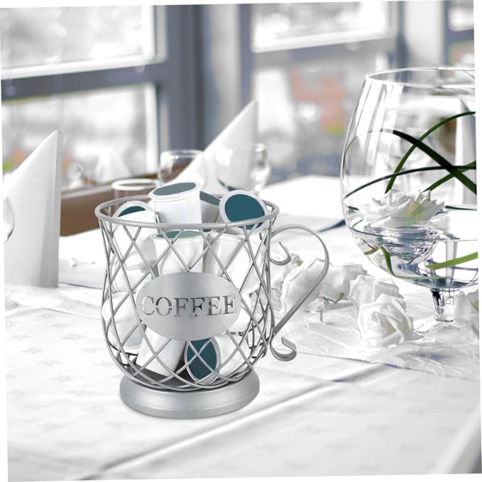 Cabilock Practical Coffee Storage Holder Organizer Mug Metal Basket for Capsules and Snacks