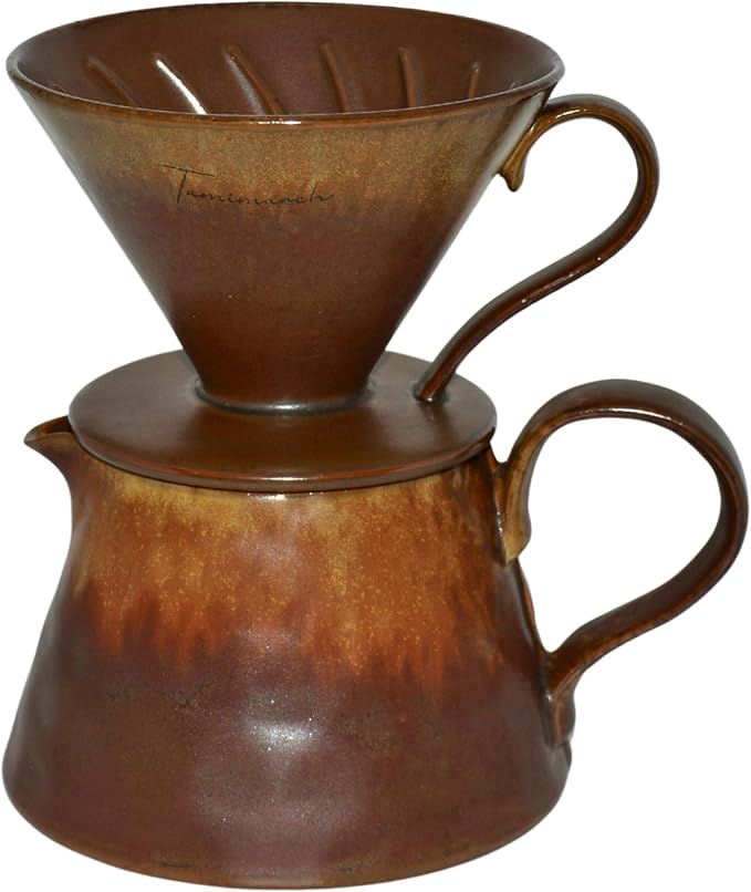 Ceramic Pour Over Coffee Set, Slow Brewing Accessories for Home & Travel (Iron Ember)
