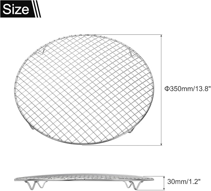 uxcell Round Cooking Rack 13.8 Inch Dia Stainless Steel Wire Cooling Steamer Rack for Baking Canning Cooking Roasting Cooling Grilling Drying, Silver