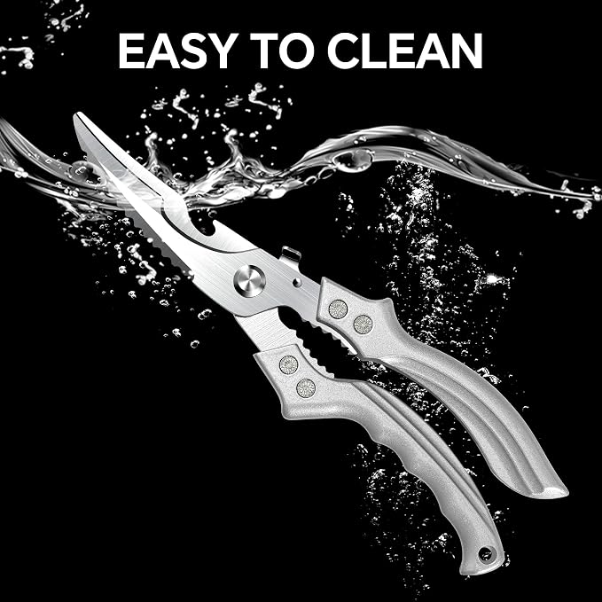 2PCS Kitchen Shears Set Multi-Purpose Kitchen Scissors for Food Heavy Duty Culinary Chef Scissors for Cutting Chicken Meat Vegetables Herbs Scaling Fish, Good Grips Professional Poultry Shears, Silver