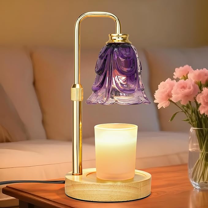 XJZJY Candle Warmer Lamp with Timer Dimmer, Adjustable Height Purple Candle Wax Warmer, Christmas Birthday Gift for Mom Women, House Warming Gifts for New Home Bedroom Decor,Gradient Purple