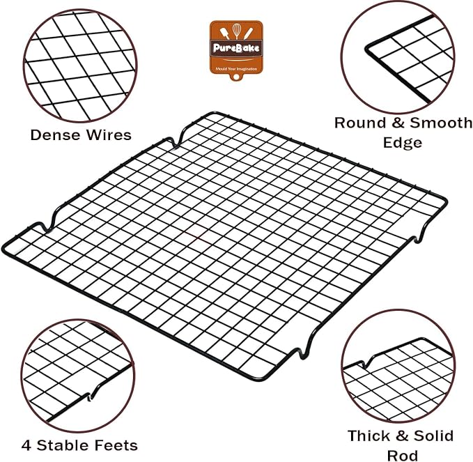 Premium SGC Certified Baking Cooling Rack, Cookie Cooling Racks for Cooking, Baking, Roasting, Grilling, Drying, Oven Safe Wire Rack, 11" * 10" Small Squares Grids