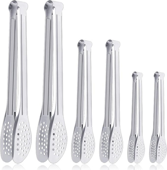6 Pack Buffet Tongs,Stainless Steel Serving Tongs Serving Utensils 7Inch,9Inch,12Inch