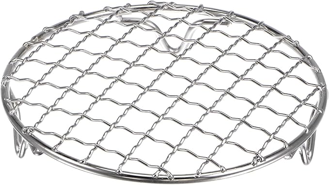 HARFINGTON Round Cooking Rack 5-inch 201 Stainless Steel Cross Wire Barbecue Grill Net with 20mm Legs for Cooking Baking Steaming BBQ