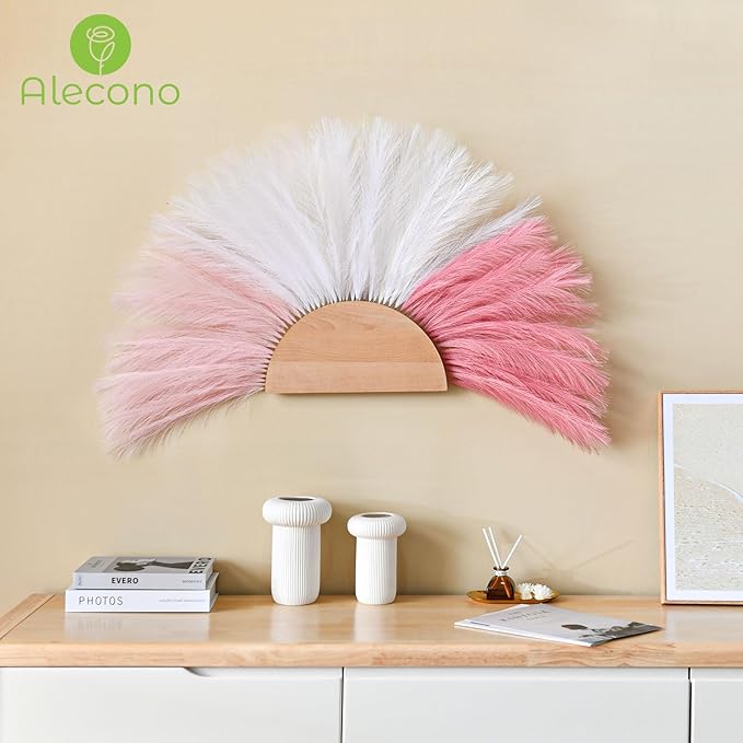Alecono 𝟴𝟬𝙋𝙘𝙨 Pampas Grass 17in, Pink Decor for Home Decoration, Faux Pampas Grass Wall Decor for Wedding Centerpieces Party Decorations(Blush, Cream, Pink, No Vase)