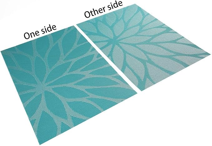 Placemats, Placemats for Dining Table Set of 4, Kitchen Table Mats Heat-Resistant Non-Slip Washable PVC Woven Vinyl Place Mats for Dining Room Table Decoration (Set of 4, Blue)