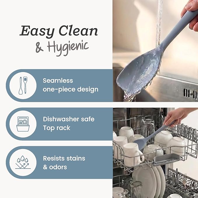 Starpack Stir and Serve Silicone Cooking Utensils Set (5-Piece, 11") - LFGB Non Toxic, 600°F Heat Resistant, BPA-Free - One-Piece Seamless, Dishwasher Safe - for Nonstick Cookware, Light Blue