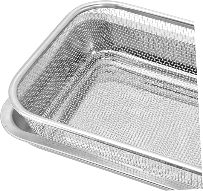 2sets Stainless Steel Baking Pan Removable Cooling Rack Versatile Drain Oil Plate for Baking and Cooling Heavy Duty Design Dishwasher Safe Style
