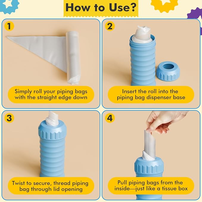 Piping Bag Dispenser - Piping Bag Organizer, Fit 8" - 16" Piping Bags, Simplify Your Decorating Work