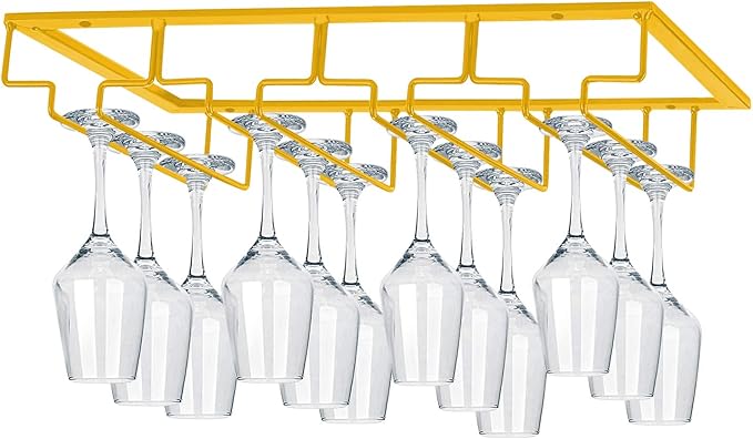 MOCOUM Wine Glasses Rack Under Cabinet Stemware Rack, Wine Glass Hanger Rack Wire Wine Glass Holder Storage Hanger for Cabinet Kitchen Bar