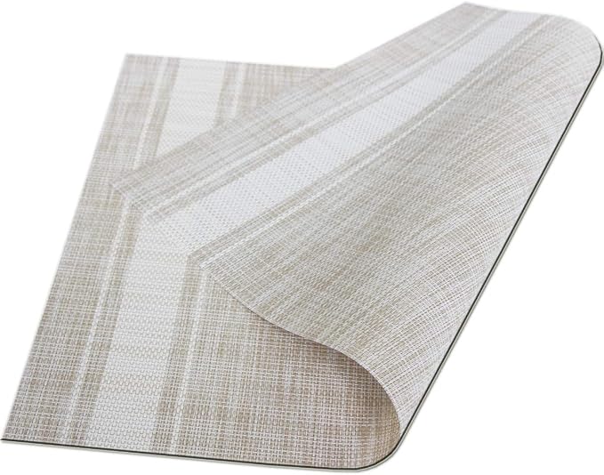 Placemats for Dining Outdoor Table Mats Washable Easy to Clean PVC Placemat (placemats Set of 6, White)