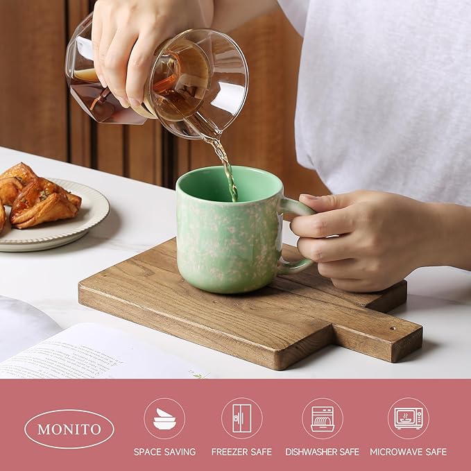 MONITO 12 OZ Coffee Mugs Set of 6, Modern Coffee Mugs Set with handle for Tea/Latte/Cappuccino/Milk/Cocoa.