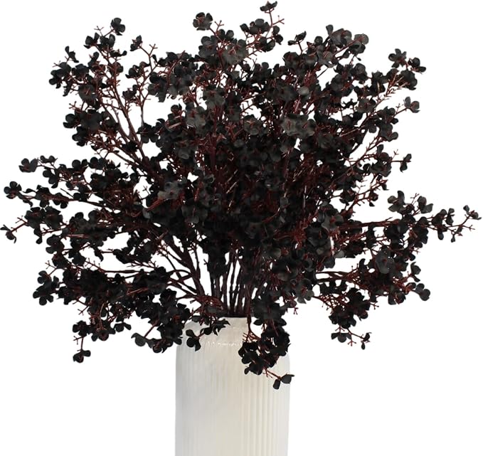 DoubleWood Artificial Black Flowers, 10 Pcs Fake Baby's Breath, Black Gypsophila Faux Flowers for Halloween Home Decor, Gothic Decor, Floral Arrangement, Table Centerpieces (10, Black)