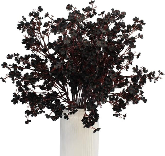 DoubleWood Artificial Black Flowers, 10 Pcs Fake Baby's Breath, Black Gypsophila Faux Flowers for Halloween Home Decor, Gothic Decor, Floral Arrangement, Table Centerpieces (10, Black)