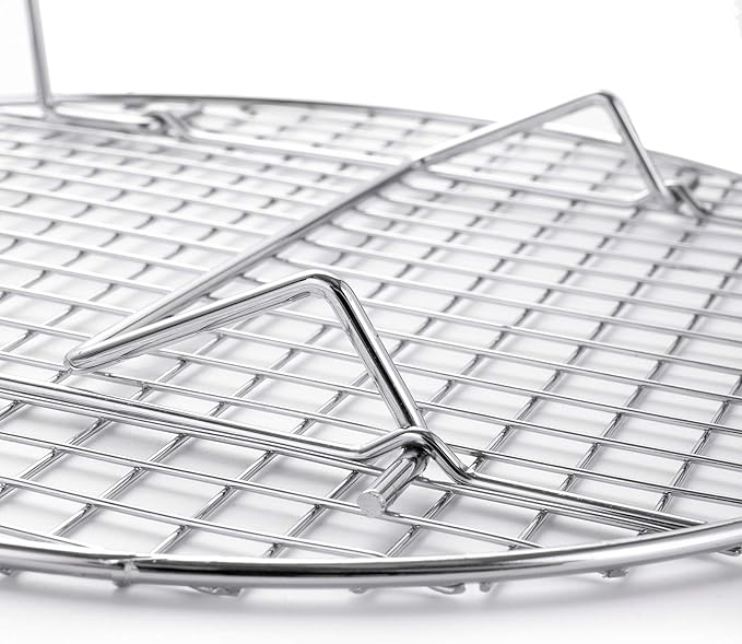 Foraineam 4 Pack 10.5 inch Steamer Rack Round Grilling Rack for Cooling Steaming Baking Cooking, Lifting Food in Pots, Cake Pan, Pressure Cooker and Oven
