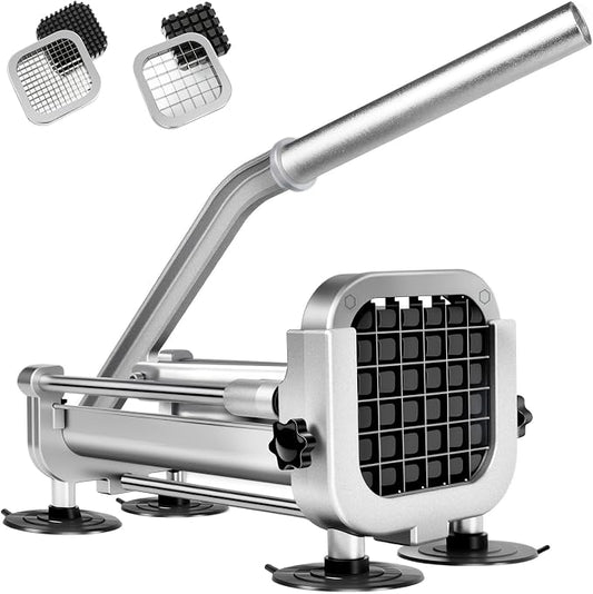 2Pcs French Fry Cutter, ZSCOOKLY Heavy Duty Potato Cutter Stainless Steel with 1/2-Inch and 1/4-Inch Blade Great for Potatoes Carrots Cucumbers.