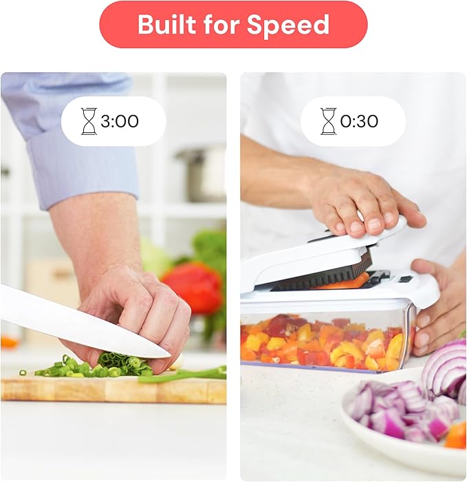 Fullstar Pro Original Vegetable Chopper & Mandoline - Chopper & Mandoline Lids - Food Chopper with Container, Fruit Slicer, Onion Dicer - All-in-One Prep Tool - Kitchen Gadgets & Gifts (6 in 1, White)