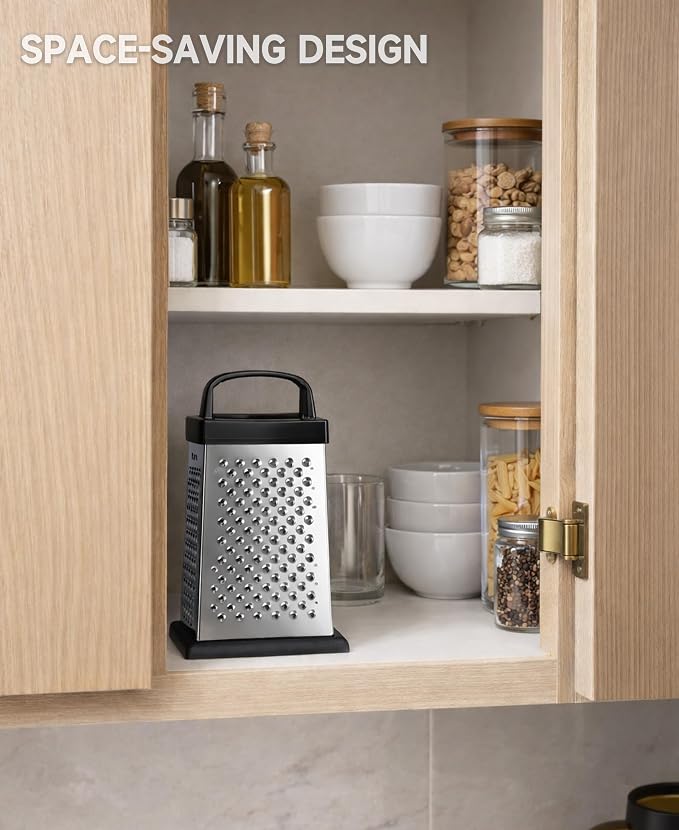 Cheese Grater, 4-Sided Mini Box Grater, Stainless Steel | For cheese, Parmesan & vegetables, compact 4-sided design, dishwasher safe for easy cleaning