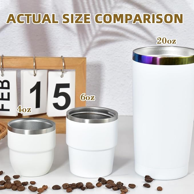 CHLJAR Espresso Cups, 4oz Insulated Espresso Cup Set of 2, Espresso Shot Cups, Stainless Steel Espresso Glasses, Stackable Mini Tumbler, Small Cup for Coffee