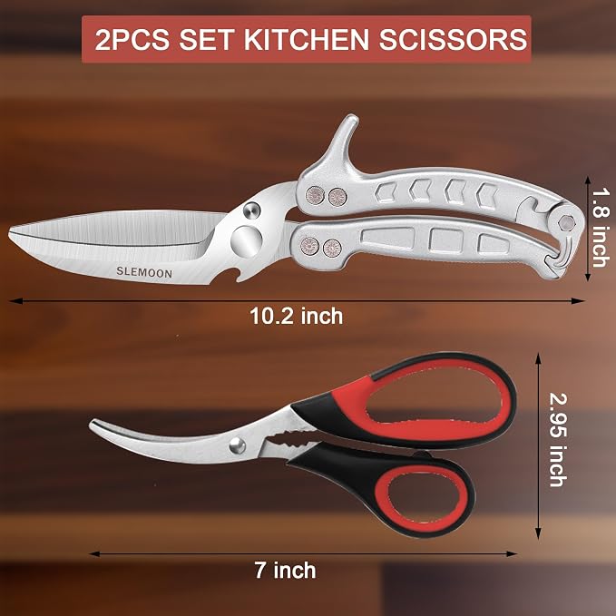 Heavy Duty Kitchen Poultry Shears Silver,2pcs set