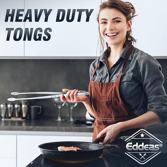 Eddeas Kitchen Tweezers Tongs, Cooking Tweezers Stainless Steel - 3 Size 12'' 10'' & 8 inch Ideal for Meat, pasta, plating and pinching delicate small pieces of food, Set of 3 (Pack of 2)