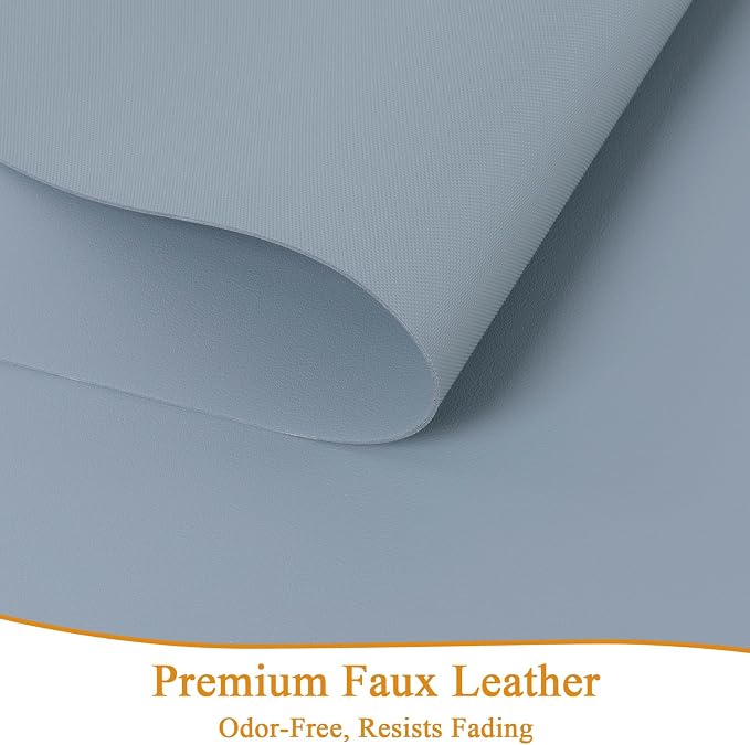 SHACOS Placemats Set of 6 Faux Leather Waterproof Leakproof Wipeable PU Non-Slip Vinyl Place Mats Heat Resistant Table Mats for Kitchen Dining Table Indoor Outdoor, Light Blue