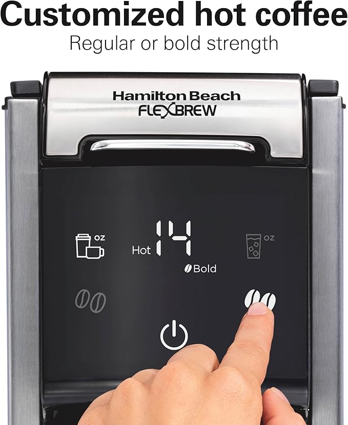 Hamilton Beach FlexBrew Advanced 4-in-1 Single Serve Hot & Iced Coffee Maker with Removable 45 oz. Water Reservoir, Use Pod Packs and Grounds, Fast Brewing, Black (49925)