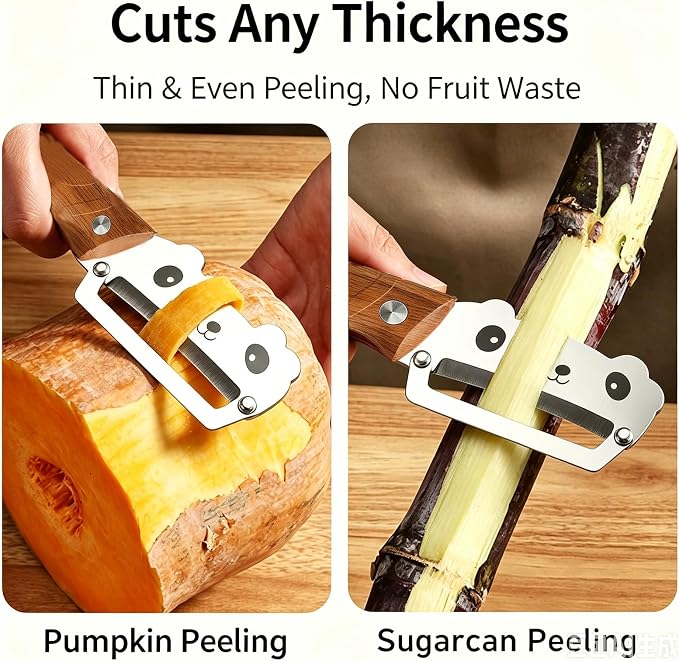 Panda Vegetable Peeler, Stainless Steel Blade Ergonomic PP Handle | Stainless steel blade peels potatoes, apples, carrots & cucumbers; ergonomic PP grip, panda design for home kitchen cooking