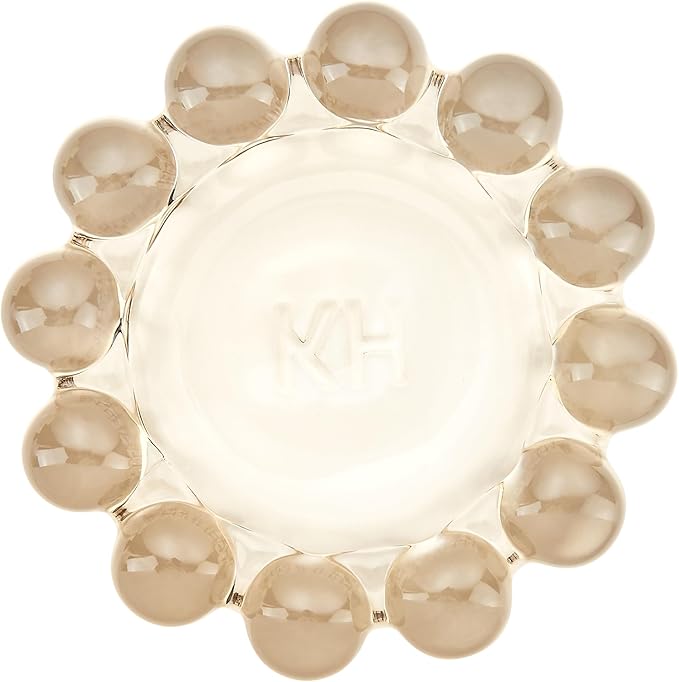 khtumeware Chic Smoky Bubble Glass Candle Dish – Modern Clear Glass Candle Holder for Tealights & Diffusers, Decorative Tray for Home & Tabletop Decor（1 Pack）