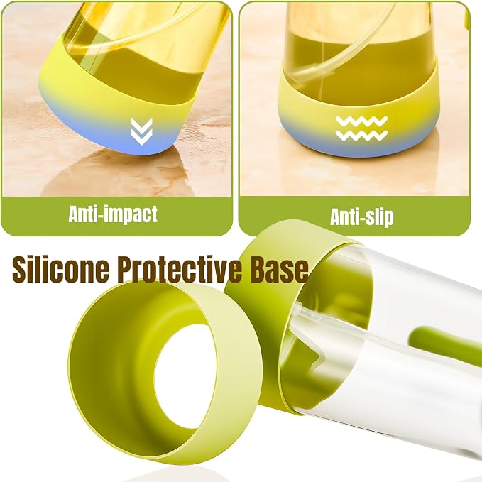 PARACITY 2 in 1 Oil Dipenser Bottle with Silicone Bottom (Green-2PCS)