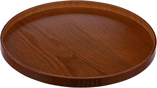Round Trays Home Decor, 11.8" Large Round Wood Tray for Ottoman, Large Tray for Ottoman Coffee Table Candle Holder, Wooden Serving Decorative Trays for Home Kitchen Office Organizer