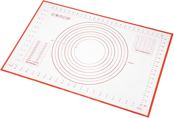 uxcell Silicone Baking Mat, 10 x 11 Inch Non Stick Pastry Mat Sheet, Counter Mat Reusable Oven Baking Mat for Pastry Rolling Dough with Measurements, Red