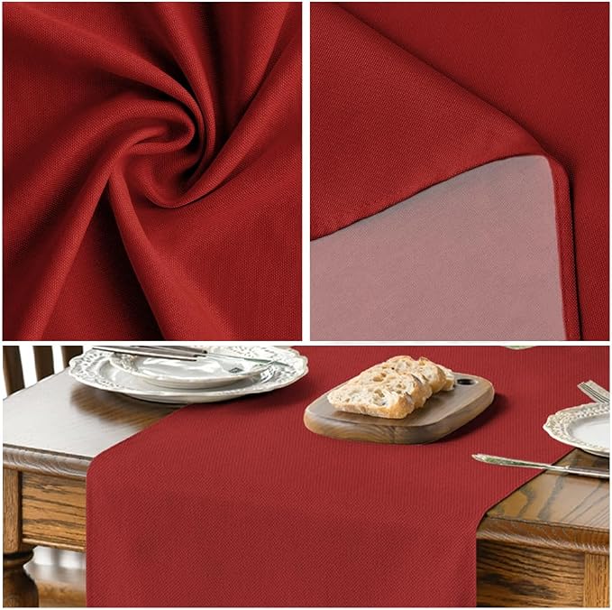 Artoid Mode Red Table Runner, Seasonal Xmas Christmas New Year Washable Kitchen Dining Table Decoration for Home Party Decor 13x120 Inch