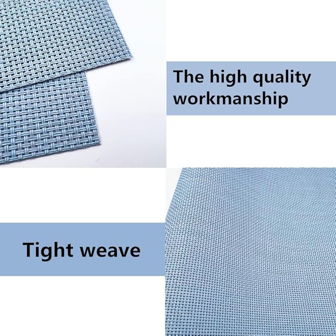 WAZAIGUR Placemats,Easy to Clean Crisscross Woven Vinyl Place Mats Durable Non-Slip Heat Resistant Table Mats,Placemats for Kitchen Table (Nattier Blue, 6)