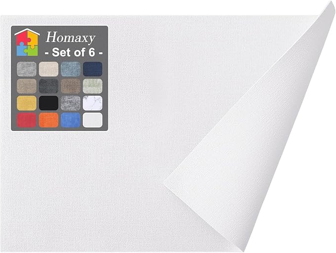 Homaxy Faux Leather Heat Resistant Placemats for Dining Table Set of 6, Waterproof Wipeable Washable PU Table Mats, Easy to Clean Anti-Slip Place Mats, 11.8 x 17 Inch, White